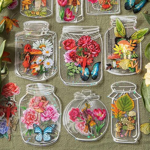 40 جهاز كمبيوتر شخصى خمر الوردي الأحمر الفاوانيا الأزهار الفينيل ملصقات شفافة الشارات السائبة زهرة الجنية جرة الفينيل ملصقات للماء لزجاجات المياه المغلفات سكرابوكينغ الأثاث الحرف بطاقة صنع اليوميات in Kuwait