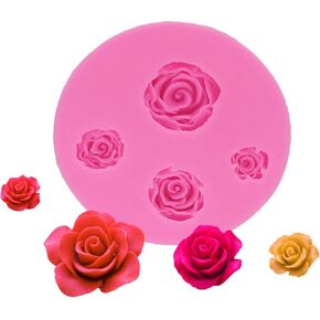 2pc Long Rose Flower Silicone Molds for Cake Onlay Border Embosser Mold, Non Stick Fondant Mold for DIY Chocolate Candy Cookie Jelly and Polymer Clay (0031+0846)