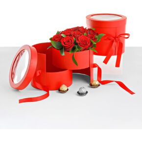 UNIKPACKAGING Premium Quality Round Flower/Gift Box 2 TIER w Lid, Size 7.8 dia x 7 inch for Luxury Arrangements (White) in Saudi Arabia