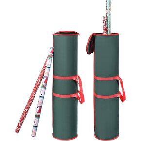 ProPik Wrapping Paper Storage Bag | Gift Wrap Holder Organizer | 2 Pack Store Up to 48 Rolls 40 Inch Long | Heavy Duty 600D Oxford Material Holiday Container | Top & side handles (Black) in Saudi Arabia