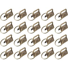 uxcell 60Pcs 26mm/ 1-inch Key Fob Hardware with Keychain Ring for Bag Webbing Wristlets, Lanyards, Dark Golden