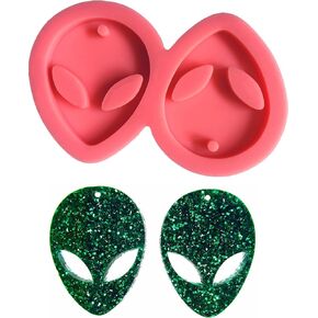 Shiny Mini Alien Face Shape Resin Jewelry Earring Keychain Silicone Mold for DIY Trinket Desserts Cake Topper Decoration Polymer Clay Resin Casting Silicone Mold in Kuwait