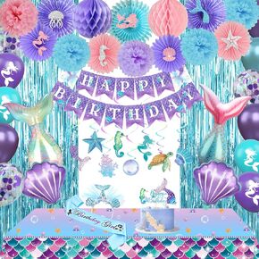 Nalyee Mermaid Birthday Decorations for Girls, Little Mermaid Party Decorations, Mermaid Birthday Party Supplies, Mermaid Under The Sea Party Decor in Saudi Arabia