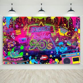 Mocsicka 90's Party Decorations Back to 90's Banner 90's Backdrop Hip Hop Graffiti Background 1990s Party Decorations Backdrop for Photography, 72.8 x 43.3 Inch in Saudi Arabia