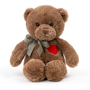 11.4" Small Teddy Bear with Heart Cute Brown Teddy Bear Stuffed Animals for Valentines Day Soft Bear Plushie Toy Stuffed Bear Plush Gifts for Girlfriend Kid
