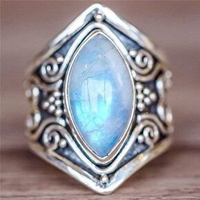Sdouefos Vintage Silver Ring 925 Silver Natural Moonstone Women Jewelry Elegant Gemstone Wedding Ring (8)
