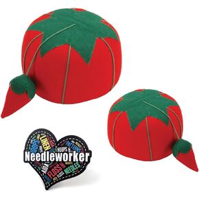 طقم وسائد على شكل دبوس طماطم، كبير جدًا (4 بوصات) وحجم صغير (2.5 بوصة)، قطعتان. ملصق Bundle Plus "Needleworker". in Kuwait