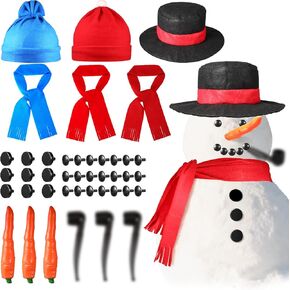 42 Pcs Snowman Decorating Making Kit Christmas Snowman Dress Up Set Winter Holiday Outdoor Kids Toys Xmas Decoration (Stylish Style) in Kuwait