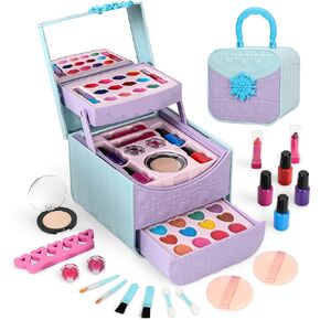 Merabufa Kids Makeup kit for Girls 4 5 6 7 8-12years Old ,45 pcs Kids Real Makeup Set Washable Makeup Toys Birthday Hallowen for Girl Safe & Non-Toxic Toddler Girl Toys