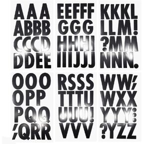 Homeford Big Font Alphabet Letter Stickers, Caps, 3-inch, 82-Piece, Glossy Black