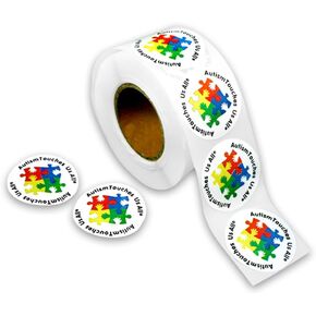 Fundraising For A Cause | Support Autism Awareness Stickers with Puzzle Tree - Roll of Asperger’s Autism Awareness Stickers (1 Roll - 250 Stickers)