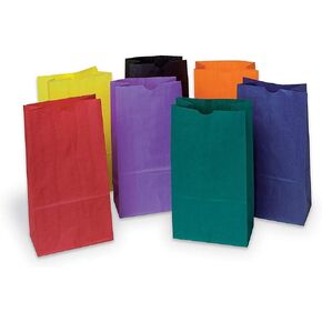 Creativity Street Kraft Bags P0072140, Assorted Bright Colors, 6" x 3-5/8" x 11", 28 Bags