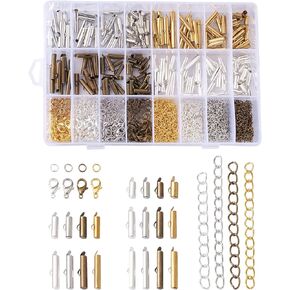 Craftdady 50Pcs Slide on Clasps 40x5.5mm Tube End Clasps Crimp End Tube Terminators Platinum for Ball Chain Seed Beads Braided Jewelry Making