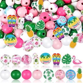 200 Pieces Easter Wood Beads Wood Egg Craft Bunny Carrot Wooden Bead Easter Wooden Craft Beads Orange Round Beads Farmhouse Wooden Bead with Twine for Easter Party DIY Spring Home Garland Decorations in Saudi Arabia