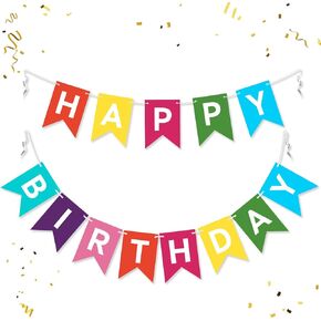 Happy Birthday Banner Sign,Happy Birthday Decorations Black and Red Birthday Flag Bunting for Birthday Party Backdrop Decor Party Supplies for Kids Girls Boys Women Party Garland for Kids