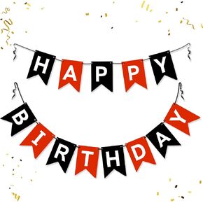 Happy Birthday Banner Sign,Happy Birthday Decorations Black and Red Birthday Flag Bunting for Birthday Party Backdrop Decor Party Supplies for Kids Girls Boys Women Party Garland for Kids in Kuwait