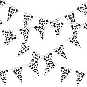 38 Pieces Cow Print Pennant Banners Cow Bunting Banner Cow Pattern Birthday Party Supplies Farm Style Banner Cowboy Themed Party Decorations for Cowboy Girl Anniversary Wedding Holiday Decoration