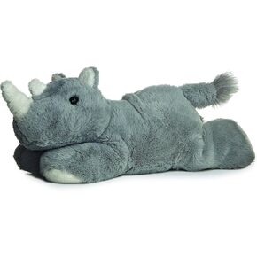 Aurora® Adorable Mini Flopsie™ Rhino Stuffed Animal - Playful Ease - Timeless Companions - Gray 8 Inches