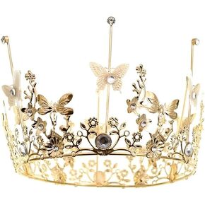 JORCEDI Wedding Birthday Crown Party Supplies Queen Tiara Crystal Rhinestone for Cake Topper, Costume Hair Accessories for Prom Party