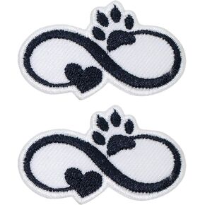 2 PCS Love Pets Forever Iron On Patches for Clothing Embroidered Applique Patch Badge Sew On Emblem DIY Craft (Black)