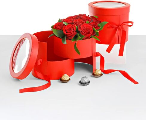 UNIKPACKAGING Premium Quality Round Flower/Gift Box 2 TIER w Lid, Size 7.8 dia x 7 inch for Luxury Arrangements (White) in Saudi Arabia