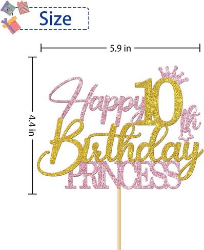 Princess 1st Birthday Cake Topper - Happy 1st Birthday Cake Supplies for Girl - Baby Girl One Year Old Birthday Party Decorations - Pink & Gold Glitter (1st) in Kuwait