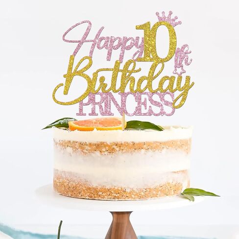 Princess 1st Birthday Cake Topper - Happy 1st Birthday Cake Supplies for Girl - Baby Girl One Year Old Birthday Party Decorations - Pink & Gold Glitter (1st) in Kuwait