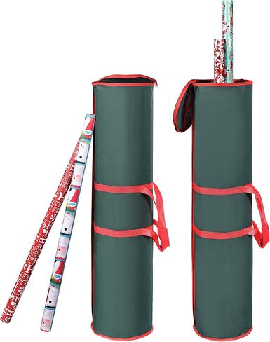 ProPik Wrapping Paper Storage Bag | Gift Wrap Holder Organizer | 2 Pack Store Up to 48 Rolls 40 Inch Long | Heavy Duty 600D Oxford Material Holiday Container | Top & side handles (Black) in Saudi Arabia