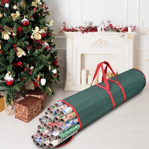 ProPik Wrapping Paper Storage Bag | Gift Wrap Holder Organizer | 2 Pack Store Up to 48 Rolls 40 Inch Long | Heavy Duty 600D Oxford Material Holiday Container | Top & side handles (Black) in Saudi Arabia