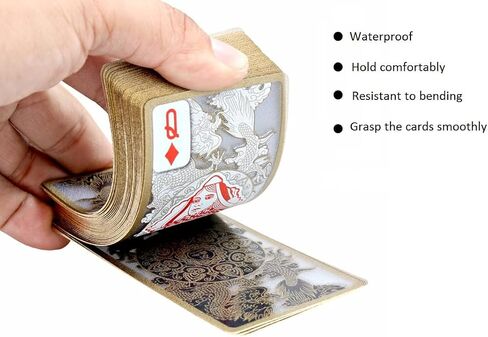 zaixko Plastic Playing Cards Gold Edge Deck of Cards Game Collection Gift Poker Dragon Pattern LuxuryTransparent Playing Cards in Saudi Arabia