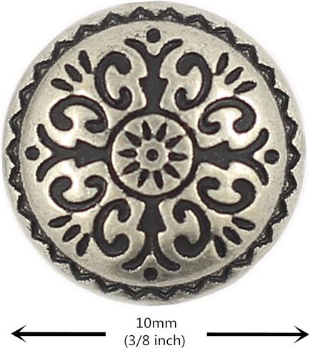 Bezelry 20 Pieces Damascene Carvings Antique Silver Color Metal Shank Buttons. 10mm (3/8 inch) in Saudi Arabia