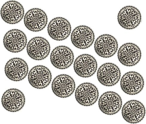 Bezelry 20 Pieces Damascene Carvings Antique Silver Color Metal Shank Buttons. 10mm (3/8 inch) in Saudi Arabia