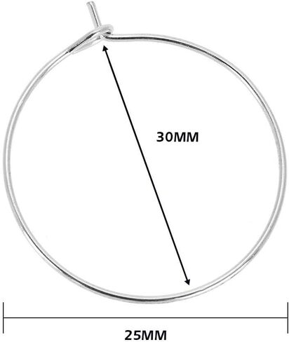 Salmue 100 Hypoallergenic Steel Circle Earring Loops Wine Glass Big Round Party Earring Hoop Ring Set Jewelry Findings (Gold 3025MM) in Saudi Arabia