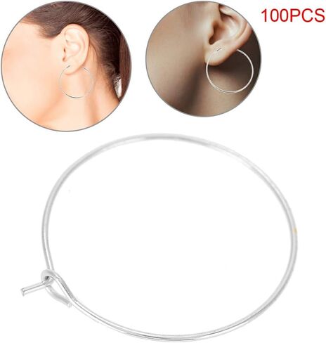 Salmue 100 Hypoallergenic Steel Circle Earring Loops Wine Glass Big Round Party Earring Hoop Ring Set Jewelry Findings (Gold 3025MM) in Saudi Arabia