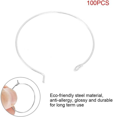 Salmue 100 Hypoallergenic Steel Circle Earring Loops Wine Glass Big Round Party Earring Hoop Ring Set Jewelry Findings (Gold 3025MM) in Saudi Arabia