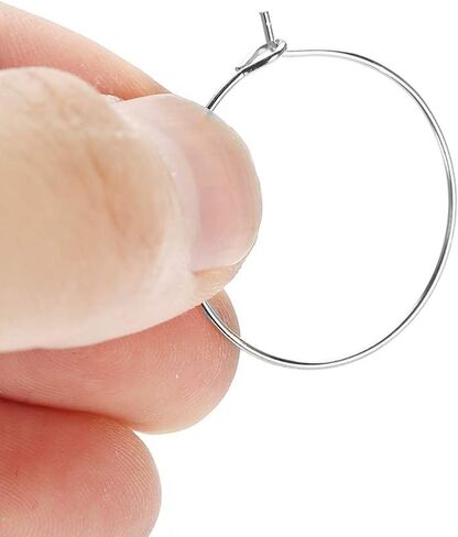 Salmue 100 Hypoallergenic Steel Circle Earring Loops Wine Glass Big Round Party Earring Hoop Ring Set Jewelry Findings (Gold 3025MM) in Saudi Arabia