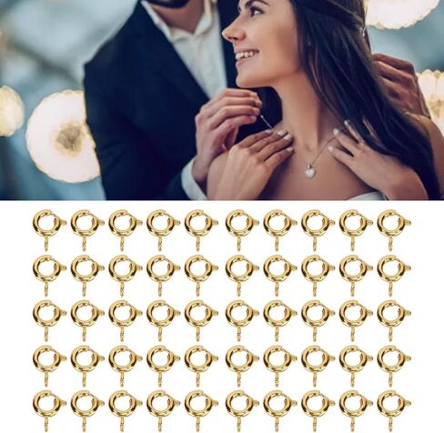 50 قطعة مشابك زنبركية، قطر 6 مم 1.5 مم فتحة إغلاق حلقة مشابك زنبركية لصنع المجوهرات (فضي) in Kuwait