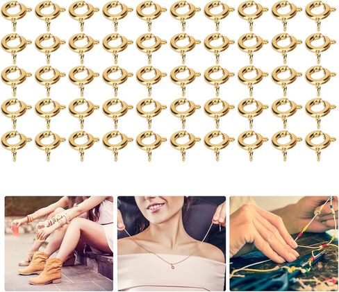 50 قطعة مشابك زنبركية، قطر 6 مم 1.5 مم فتحة إغلاق حلقة مشابك زنبركية لصنع المجوهرات (فضي) in Kuwait