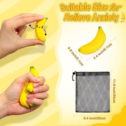 Leyndo72 Pcs Mini Banana Stress Balls Foam Banana Stretchy Toys Party Favor Banana Toy Stress Relief Banana Fidget Toy Ball with Storage Bag for Anxiety Relief School Carnival Reward Party Supplies in Saudi Arabia