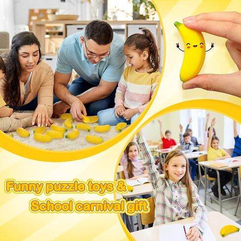 Leyndo72 Pcs Mini Banana Stress Balls Foam Banana Stretchy Toys Party Favor Banana Toy Stress Relief Banana Fidget Toy Ball with Storage Bag for Anxiety Relief School Carnival Reward Party Supplies in Saudi Arabia