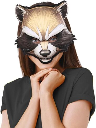 Abaodam قناع الراكون للهالوين نصف وجه قناع الحيوان كرنفال الراكون قناع تنكري للحفلات الراقصة والرقص والهالوين وحفلات التنكرية قناع الحيوان الدعامة in Kuwait