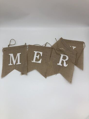Merry Christmas Banner Burlap,Tawecrew Christmas Swallowtail Bunting Garland Banner, Xmas Party Decorations for Home Wall Fireplace Party Favors Supplies in Kuwait