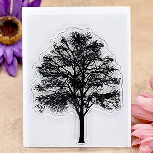 Kwan Crafts 4 Sheets Different Style Tree Flowers Clear Stamps for Card Making Decoration and DIY Scrapbooking in Saudi Arabia