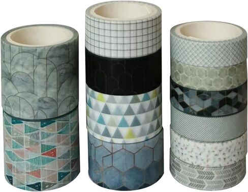 ZDOLAKIDS 12 Rolls Fresh Washi Masking Tape Set Mint Leaf Flower Green Collection DIY Sticker for Art Craft Scrapbooking Journaling Planner Diary Journal Album in Saudi Arabia