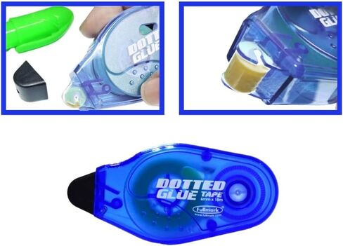 Fullmark Model K Dotted Tape Glue, 0.2 inch (6 mm) x 69.1 ft (18 m), Blue, 3 Pieces GLUE TAPE in Kuwait