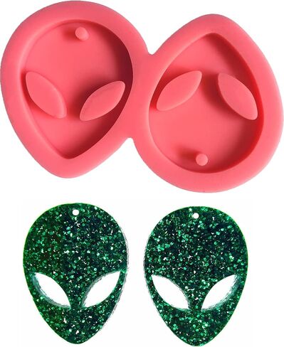 Shiny Mini Alien Face Shape Resin Jewelry Earring Keychain Silicone Mold for DIY Trinket Desserts Cake Topper Decoration Polymer Clay Resin Casting Silicone Mold in Kuwait