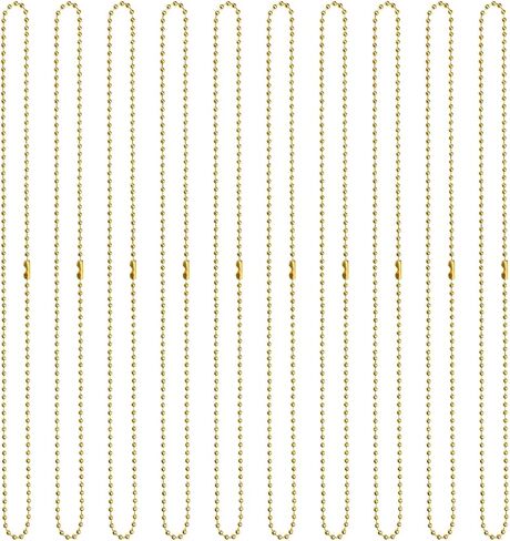 Shapenty 50CM/20Inch Metal Ball Bead Chains Necklace for DIY Craft Dog Tag Keychain Necklace Jewelry Finding Making Accessories, 10PCS (Silver) in Saudi Arabia