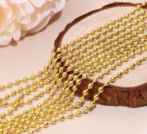 Shapenty 50CM/20Inch Metal Ball Bead Chains Necklace for DIY Craft Dog Tag Keychain Necklace Jewelry Finding Making Accessories, 10PCS (Silver) in Saudi Arabia
