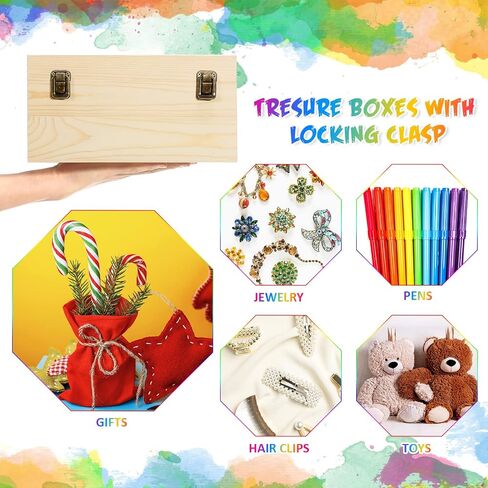 2 Pcs Unfinished Wood Box Natural Large Wooden Box 13 x 9.8 x 6.3 in, 10.6 x 7.9 x 5.5 in Pine Art Storage Boxes with Hinged Lid and Front Clasp for DIY Craft Hobbies Home Jewelry Keepsake Treasure in Saudi Arabia