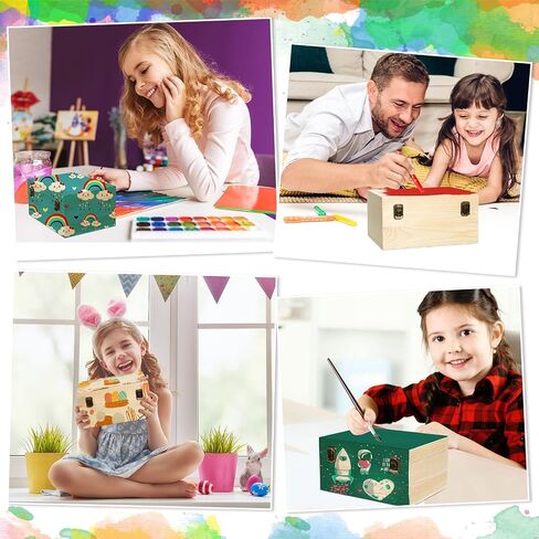 2 Pcs Unfinished Wood Box Natural Large Wooden Box 13 x 9.8 x 6.3 in, 10.6 x 7.9 x 5.5 in Pine Art Storage Boxes with Hinged Lid and Front Clasp for DIY Craft Hobbies Home Jewelry Keepsake Treasure in Saudi Arabia